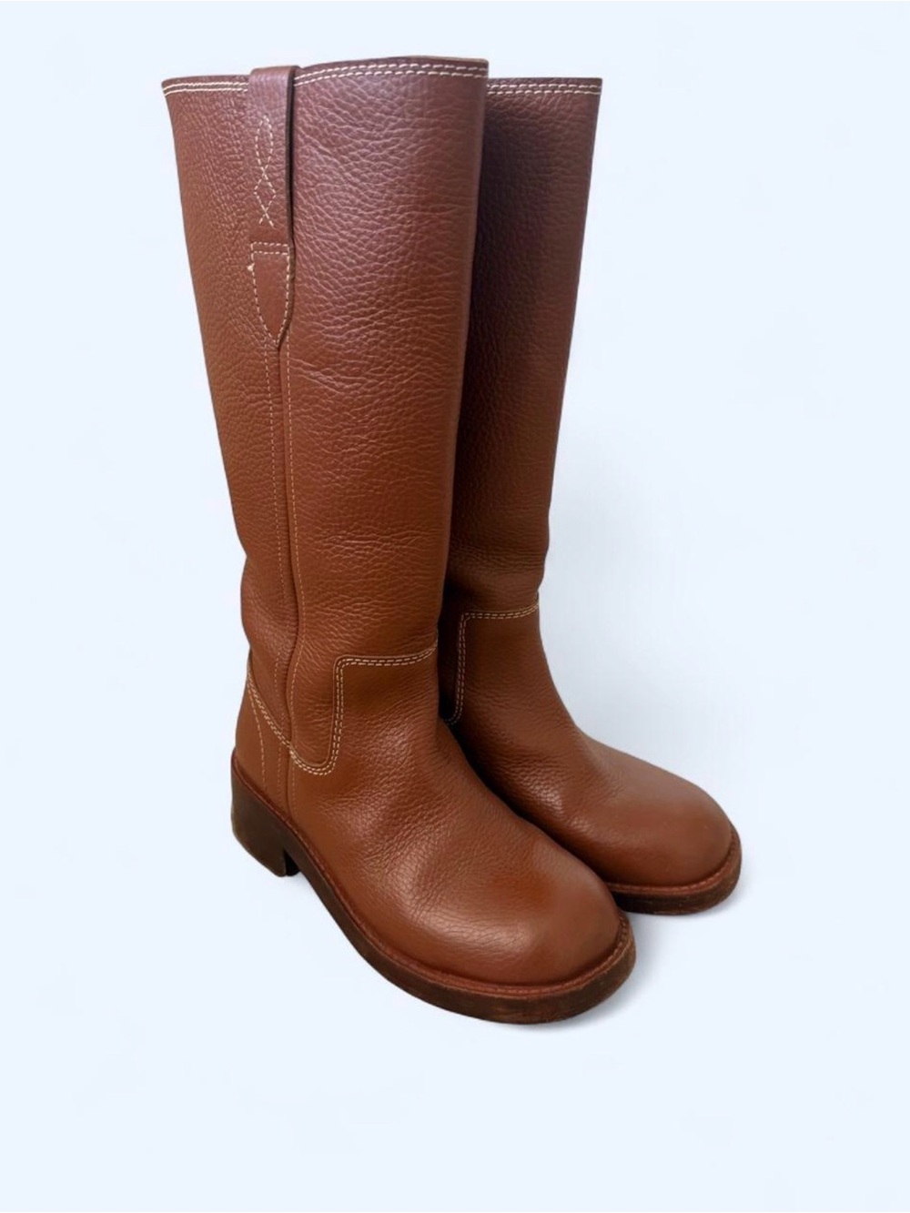 Free People Tall Brown Pebbled Leather Boots